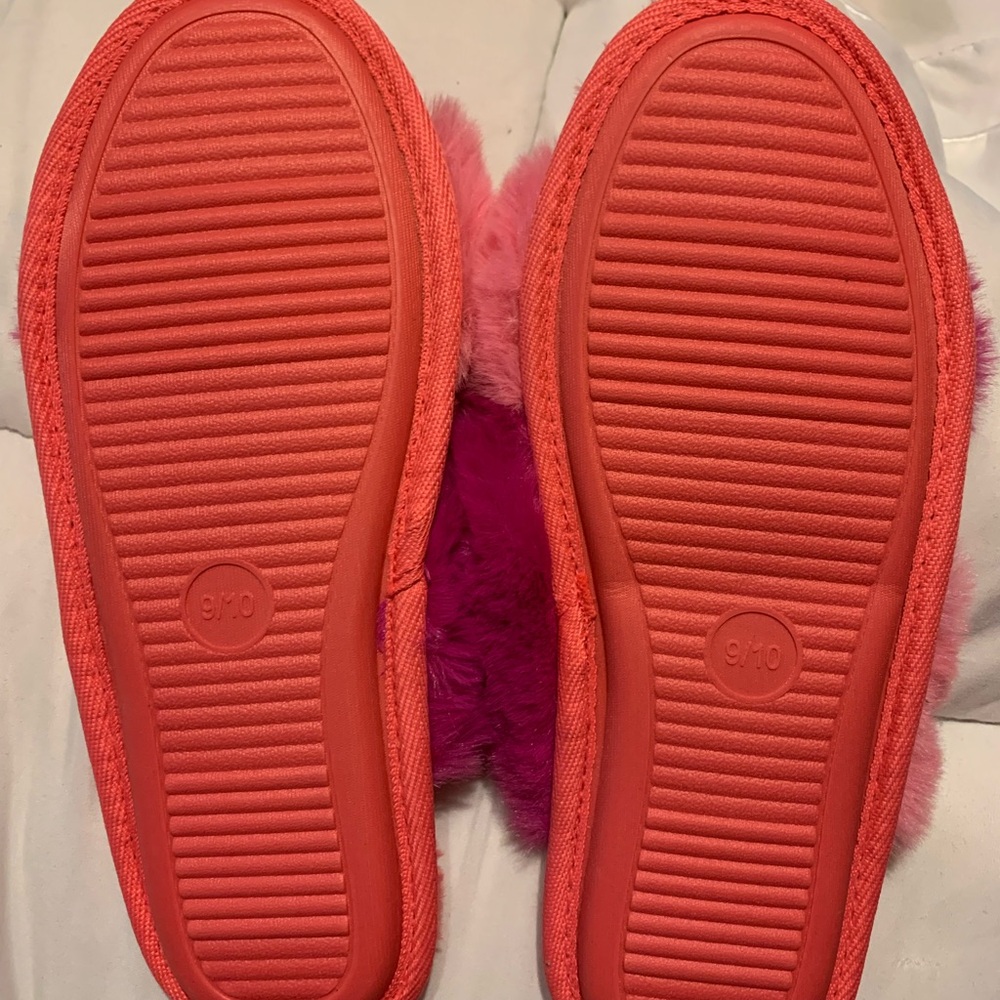Stars Above Pink and Magenta Fuzzy  Women's Slippers - Picture 2 of 3